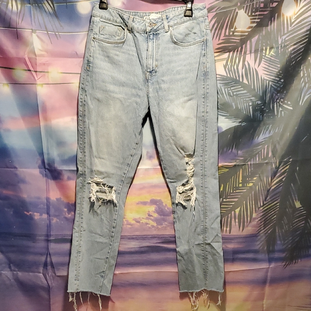 ZARA Denim Collection  Distressed Light Blue Women Denim.